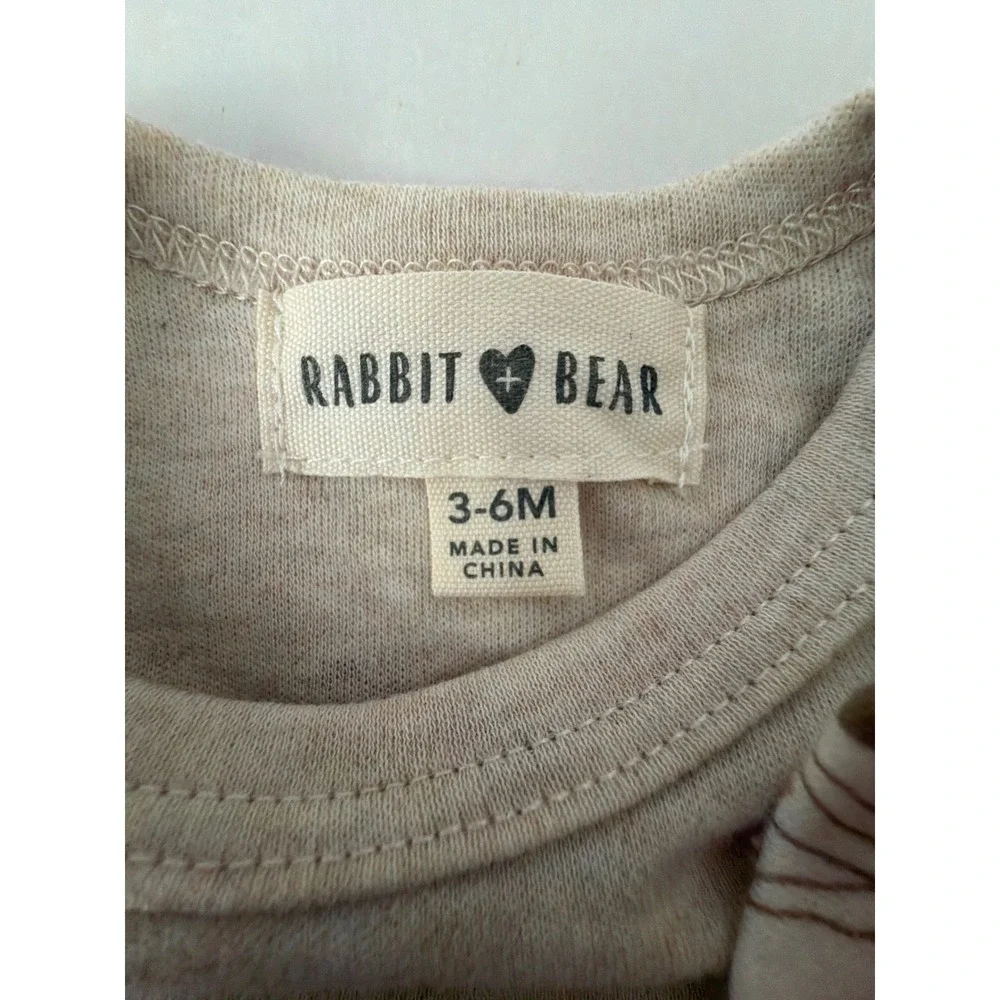 Rabbit + Bear Bodysuits Baby 3-6M Beige Excellent Mushroom Floral 2-Pack‎